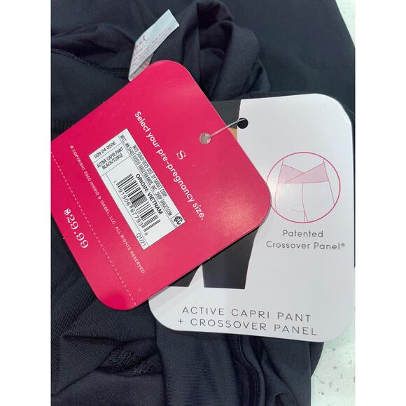 Isabel Maternity Pants Over Belly Active Capri Leggings Pants Small Black NWT - Picture 8 of 9